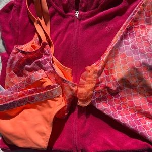 Girls bathing suit and towl set